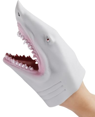 Puppette a mano di animali, pupazzi di alligatore – cartone animato squalo animale giocattolo marionette a mano – pupazzi a testa di animale in morbida del fumetto giocattolo