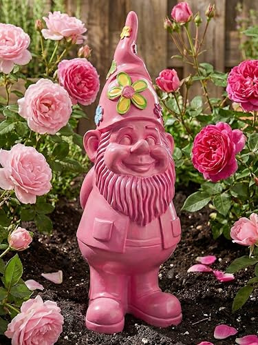 Pommerntraum ®| Sammlerfigur DesignZwerg Pop-Art Gartenzwerg Zwerg Zwergenfigur Zwergenskulptur (rosa mit Blümchenmütze)