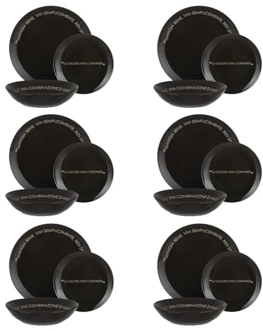 Servizio 18 piatti ceramica nero Quotes