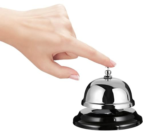 KIMHOME Campana de mesa de acero inoxidable con base antideslizante para restaurante, hotel y oficina (plateado)