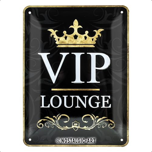 Nostalgic-Art Retro Blechschild, 15 x 20 cm, VIP Lounge | aus Metall, Vintage Design, Blechschilder Sprüche, Geschenk-Idee für Lieblingsmenschen
