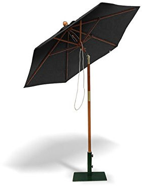Jati Hexagonal 2m Tilting Garden Parasol (Base Not Included) - FSC Eucalyptus Hardwood Parasol (Black)