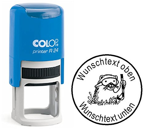 Taucherstempel « OTTER mit Schnorchel » Abdruck ca. Ø 24 mm - Stempel für Taucher mit persönlichem Namen, Motiv & Tauchspruch