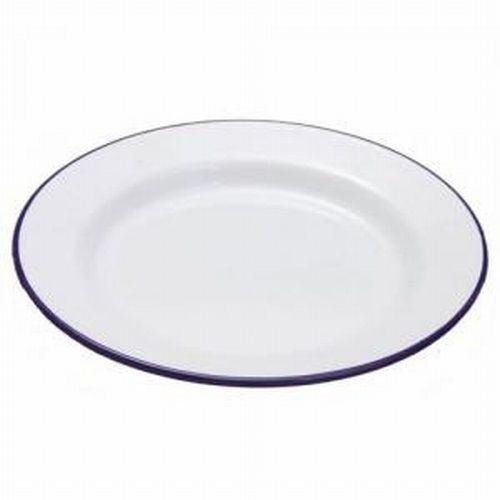 KitchenCraft 20cm White and Blue Enamel Plates (Pack of 2)