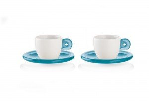 Guzzini set 2 tazzine e piattini in blu