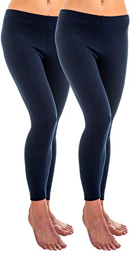 HERMKO 1720 2-pack damleggings av 100 % ekologisk bomull, leggings, marinblå, S