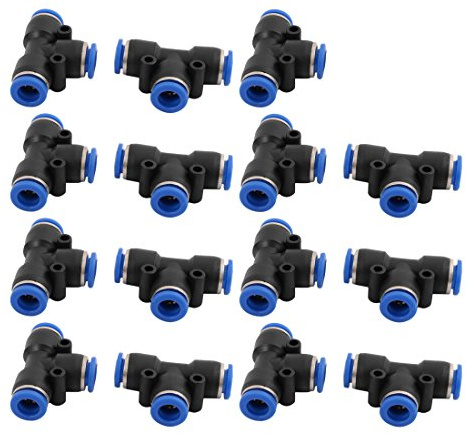 uxcell 15Pcs 8mm Dia T 3 Ways Type Tube Hose Pneumatic Air Quick Fitting Push in Connector