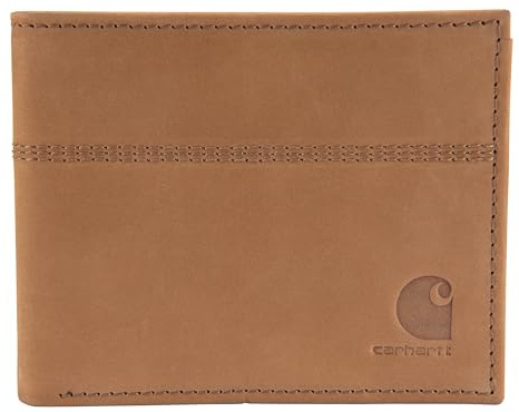 Carhartt Men's Casual Saddle Leather Wallets, Available in Multiple Styles and Colors, Carhartt Brown (Bifold)