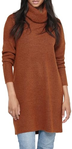 Only Onljana L/S Cowlnck Dress Wool Knt Noos Vestito, Ginger Bread/Detail:w. Melange, S Donna