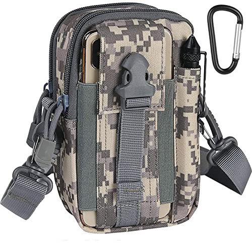 flintronic Bolsa Cintura Táctica, Bolso Cinturón Táctica Militar Compacta 1000D Nylon para Herramientas Pequeñas de Multiusos Teléfono Móvil al Aire Libre Deportes Senderismo y Camping, con Mosquetón