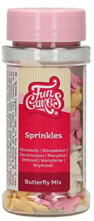 FunCakes Sprinkles Zuckerstreusel, Butterflies Mix, 50 g | Guter Geschmack, Perfekt zum Dekorieren von Eis, Kuchen, Cupcakes, Cake Pops, Donuts und Kekse, Sprinkle Streusel Mix