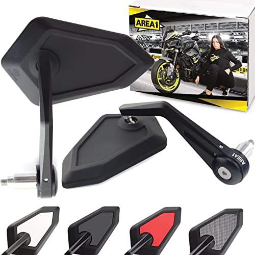 Area1 Motorrad Spiegel Lenkerendenspiegel CNC kompatibel mit Vulcan S 650, Performance, Light Tourer, Sport, Cafe (V54 / Schwarz)