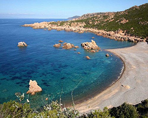 Feeling at home LEINWANDDRUCK im SCHATTENFUGENRAHMEN Entspannendes Ufer und türkisfarbenes Meer in Sardinien-Insel Giovanni Saiu - Meer horizontal Kunstbilder im Holzrahmen cm_40_X_51