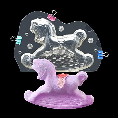 3D Kunststoff Schokoladenform mit Clips Karussell Pferd DIY Kristall Gelee Form Süßigkeiten Kuchen Dekoration Desserts Fondant Modell Backen Gebäck Werkzeug