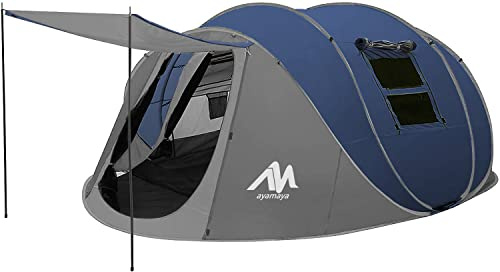 AYAMAYA Pop Up-tält, 6 personer, lätta pop-up tält för camping med vestbul, dubbla lager, vattentät, omedelbar installation, popup-tält, storfamilj, camping, tält strand, pop-up tält utrymme för