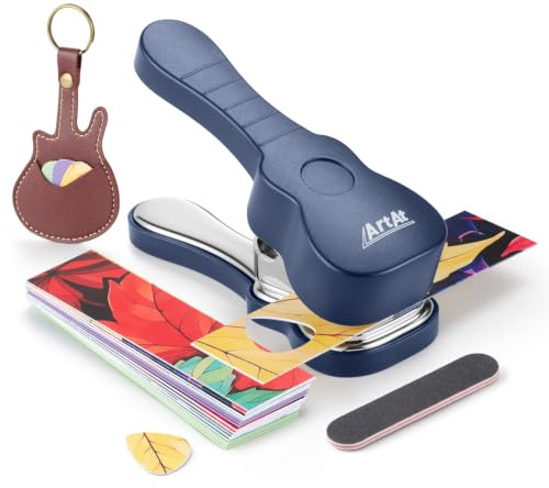 ArtAt Gitarrenplektrum-Stanzset – Stanzgerät für Bassgitarrenplektren mit 15 Plektrumstreifen (Medium) – Einzigartiges Stanzset zur Herstellung von Gitarrenplektren – Einzigartige Geschenke für