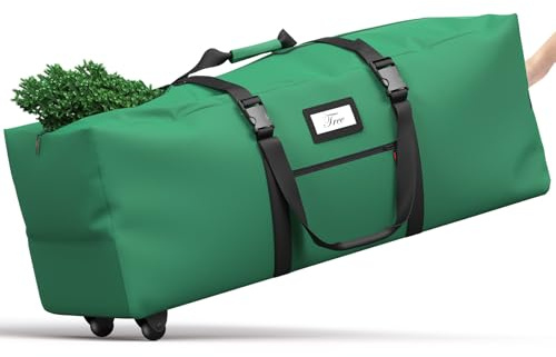Christmas Tree Storage Bag 9Ft, PliMook Large Christmas Tree Storage Container, Waterproof Anti-Tear Heavy-Duty 600D Oxford Cloth Christmas Tree Storage Box 9FT with Handles(Green)