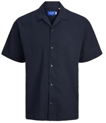 JACK & JONES Joreaster Palma Chemise à Manches Courtes en Seersucker SS pour Homme, Sky Captain - Détails : Solide, M