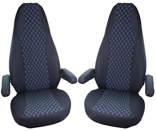 BREMER SITZBEZÜGE Wohnmobil Schonbezüge für ISRI Sitze in Schwarz/Blau (WMI706)