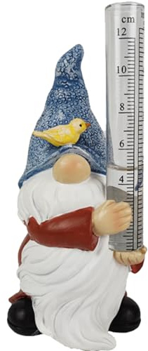 Nains de jardin Nains de jardin avec pluviomètre pour décorations de Noël en plein air Jauges de pluie en résine mignonnes pour jardin Statue de nain peinte pour décoration de jardin extérieure Bleu
