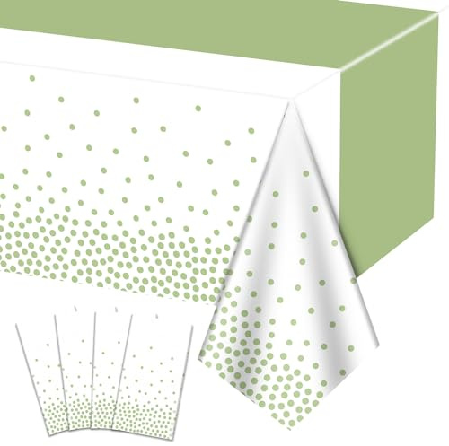 Hegbolke 4 tovaglie verdi salvia – 220 x 130 cm, rettangolari, a pois verdi, per casa, genere, feste di compleanno, decorazioni per baby shower