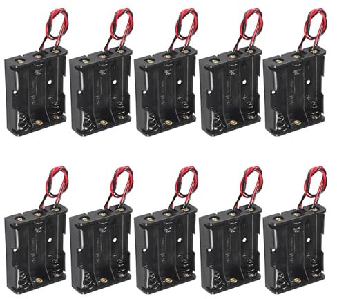 hrsyyl Lot de 10 supports de piles AA 3 x 1,5 V pour 3 piles AA avec fils