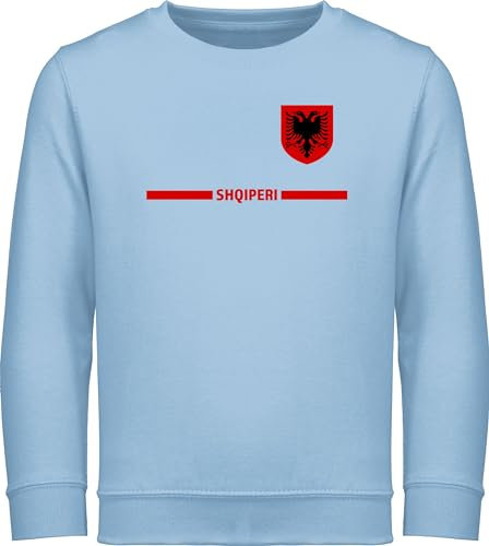 Shirtracer Sweatshirt Kinder Pullover für Jungen Mädchen - Fußball EM WM - Albanien Trikot Wappen | Shqipëri mit Stolz | Albanisches Fan-Motiv - 140 (9/11 Jahre) - Hellblau - fußball-em Fanartikel