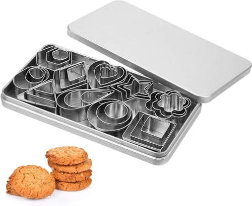 Esshogo Set mit 30 Mini-Ausstechformen für geometrische Kekse, Mini-Keksformen, 30 Stück Keksformen, zum Backen von Schokoladenkuchen