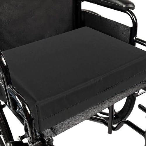 Pressure relief Orthopaedic Wheelchair Seat Cushion for Spine Health Lower Back Support Pain, Sciatica Tailbone, Office Chair, Car Seat - Waterproof Removable ZIP Cover, Black, (18 x 20 x 4)