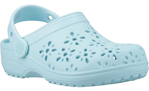 Crocs Classic Floral Cut Out Clog T, Zoccoli Unisex - Bambini e Ragazzi, Acquamarina, 23/24 EU