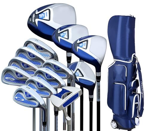 13-delad golfklubbsset, komplett högerhänta golfklubbor set, golfstandard bollväska och golf högerhänta klubbar, kolaxel