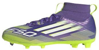 Adidas Unisex niños F50 League Mid Firm Ground/Multi Ground Football Boots Kids, Purple Rush/Cloud White/Lucid Lemon, 31 EU