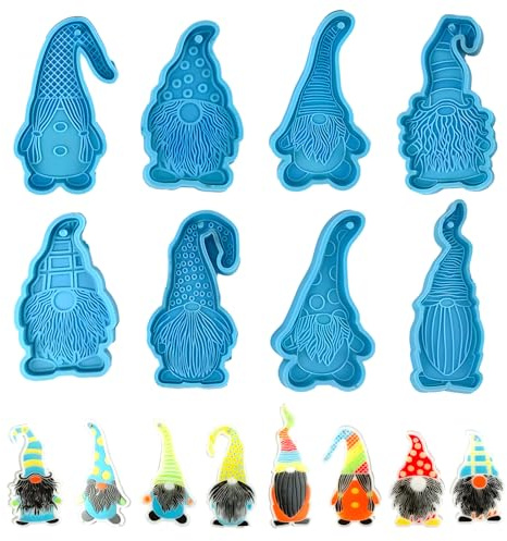 behone Silikonformen, 8 Stück, Silikonform, Epoxidharz, Schlüsselanhängerform in GNOME-Form, Silikonformen für Weihnachtsbaum, Silikonform für die Dekoration