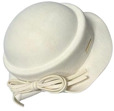 arenmi Modischer Fedoras-Mützen aus Wolle, für Damen, 20er-Jahre-Stil, Flapper-Kostümhut, Cocktail-Party, elegant, Winter, warm, rund