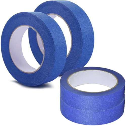 HUIQIHANG 4 PCS Masking Tape for Painting Stick Well and No Residue Left Essentials Masking Tape for Paint Craft Trade and DIY Painters Tape Artist Tape Painting Convenient Painting Tape (Blue)