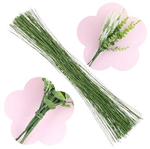 200 Stück Floristik Draht, 26 Gauge 36 cm Grüner Basteldraht Biegbar Grün Papierblumen Draht für DIY Blumensträuße Blumenarrangements Kranzherstellung Strauß Stem Wrap Florist