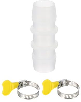 PATIKIL Drain Hose Connector Straight Washing Machine Plastic Drain Hose Extension Adapter with 2Pcs Clamps for 0.6-0.7 Inch Air Conditioner Dishwasher Water Pipe