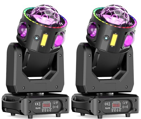 2PCS 150W Lyre LED RGBW Lumière à tête mobile 3 axes Beam Wash Projecteur Rotation infinie Strobe Effekt Lumière de Scène pour Party Club Fête Hochzeit Bar Théâtre