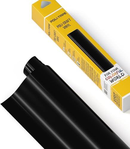 POLI-CRAFT Vinyl Klebefolie (PERMANENT) - selbstklebende Plotterfolie für DIY-Projekte, Schwarz glänzend, 30,5 cm x 183 cm