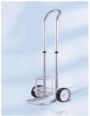 Leichter rollender Sauerstoffflaschenwagen mit verstellbarem Griff, tragbarer Sauerstofftankhalter auf Rädern für einfache Mobilität, ideal für den Einsatz zu Hause und auf Reisen
