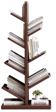 Libreria Ad Albero, A Terra Libreria 4/7/9 Livelli Scaffale Per Libri Per Libri Albero Scrivania Scaffale Per Il Soggiorno Ufficio Domestico Marrone Rustico Scaffali Per Libri(Size:56 x 30 x 121cm)