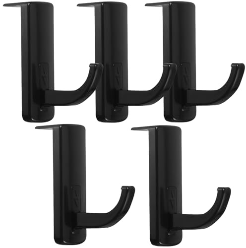 Crochet Casque Audio Noir Lot de 5 en Plastique pour Bureau | Installation Facile, Design Simple, Rangement Ordonné pour Poste de Jeu Style Aléatoire