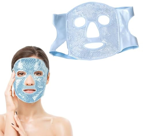 JEYORZY 1x Kühlmaske, Eismaske Gesicht, Gesicht Kühlpads Augen Eismaske Ice Mask Die Kühlende Eis-Augenmaske Kann Als Heiße Kompresse Verwendet Werden, Gesicht SPA für Kopfschmerzen, Hautpflege, Blau