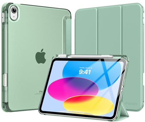 MoKo for iPad (A16) 11th Generation Case 11 Inch 2025, iPad 10th Generation Case 10.9 Inch 2022 with Pencil Holder, Slim Light Trifold Protective Cover with Hard PC Translucent Back Shell, Agave Green