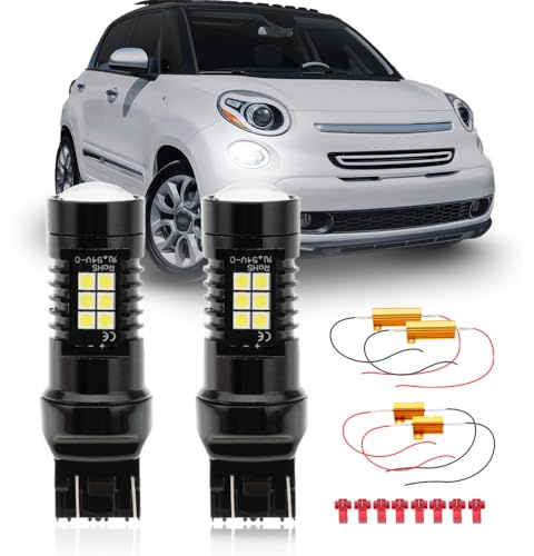 NSLUMO Lampadina LED 7443 W21/5W 3030 SMD 800LM 6000K per Fi.at 500 2007-2014, Fi.at 500C 2009-2014, A-barth 500/500C 2008-2014 DRL Luce Diurna Laterale Sidelight No Hyper Flash Integrata | 500 500C 2008-2014 6000K bianco xenon 800LM 21x3030 SMD CANbus senza errori senza hyperflash plug-and-play lampadina DRL 2PCS