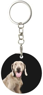 Tcoay 1 Stück runder Metall-Schlüsselanhänger, Schlüsselanhänger-Ringhalter, Mini-Anhänger zum Basteln,Basteln,Tierwelt des Weimaraner-Hundes