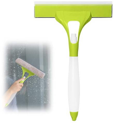 Raschietto per la pulizia delle finestre, lavavetri per vetri doccia, funzione spray per porte in vetro, specchi, spazzola, strumento multiuso per la pulizia dei vetri (3 in 1)