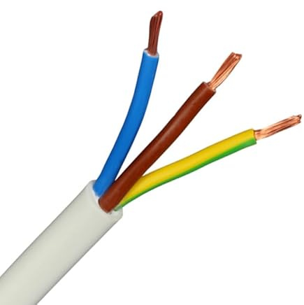 2/3/4 CORE ELECTRICAL WHITE FLEX CABLE ROUND FLEXIBLE WIRE 0.75/1.0/1.5/2.5mm2 (3 Core 2.5mm (10m))