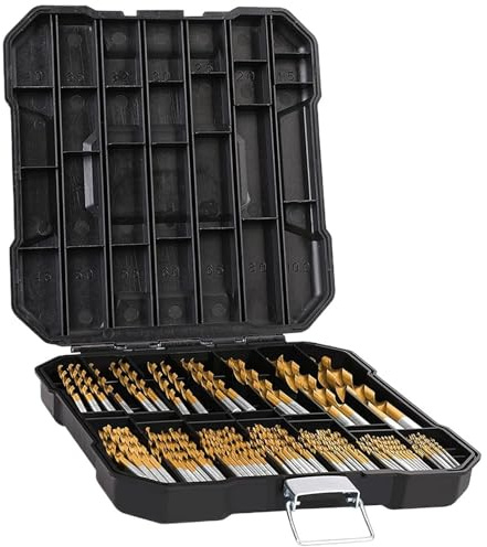 Jeu de forets hélicoïdaux Coffret de 99 forets hélicoïdaux HSS 4241 avec boîte, outils perçage, à tige ronde en titane anti-usure for métal et bois