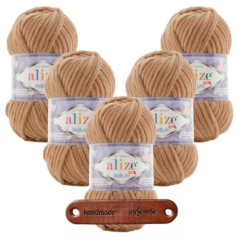 ALIZE 5 x 100g Velluto 199 Premium Wolle Chenillegarn kuschelweich Amigurumi Plüschtiere Bulky Babywolle Filzwolle Samtwolle mit mySearose Label
